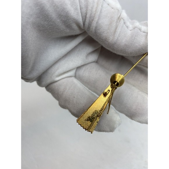 Vintage Adjustable Asian Theme Gold Tone Fan Stick Pin - Picture 10 of 13